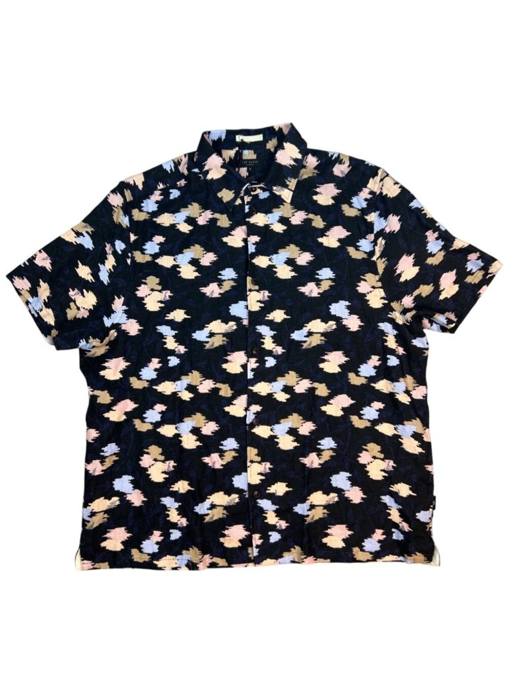 NWT Ted Baker London Linen Shirt Men's XL Floral Print Short Sleeve Button Up